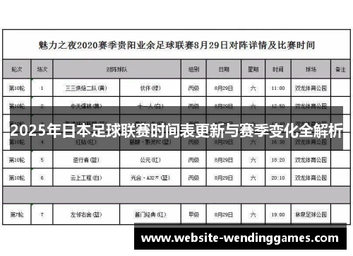 2025年日本足球联赛时间表更新与赛季变化全解析