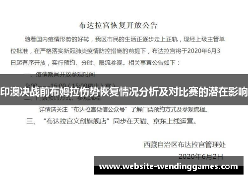 印澳决战前布姆拉伤势恢复情况分析及对比赛的潜在影响