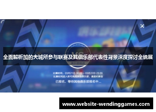 全面解析加的夫城所参与联赛及其俱乐部代表性背景深度探讨全貌展