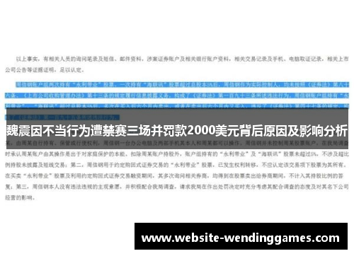 魏震因不当行为遭禁赛三场并罚款2000美元背后原因及影响分析