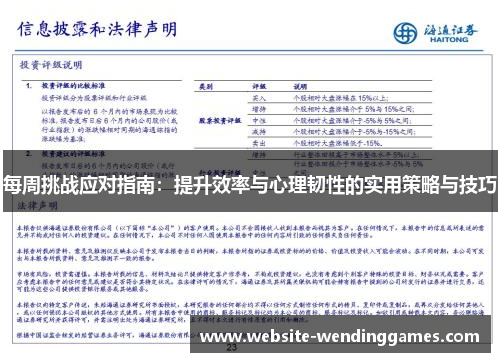 每周挑战应对指南：提升效率与心理韧性的实用策略与技巧